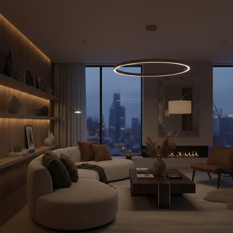 Smart home interior - lights dimmed