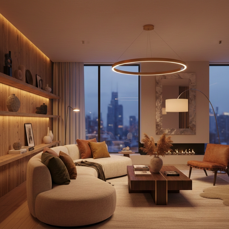 Smart home interior - lights on